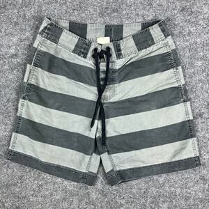 Converse One Star Shorts Mens Size 34 Gray Black Striped Casual‎ Drawstring